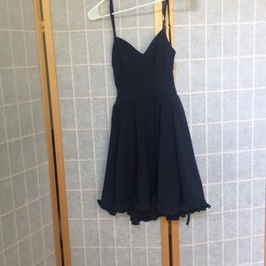 Navy blue Flirty V-neck bell Sundress